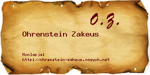Ohrenstein Zakeus névjegykártya